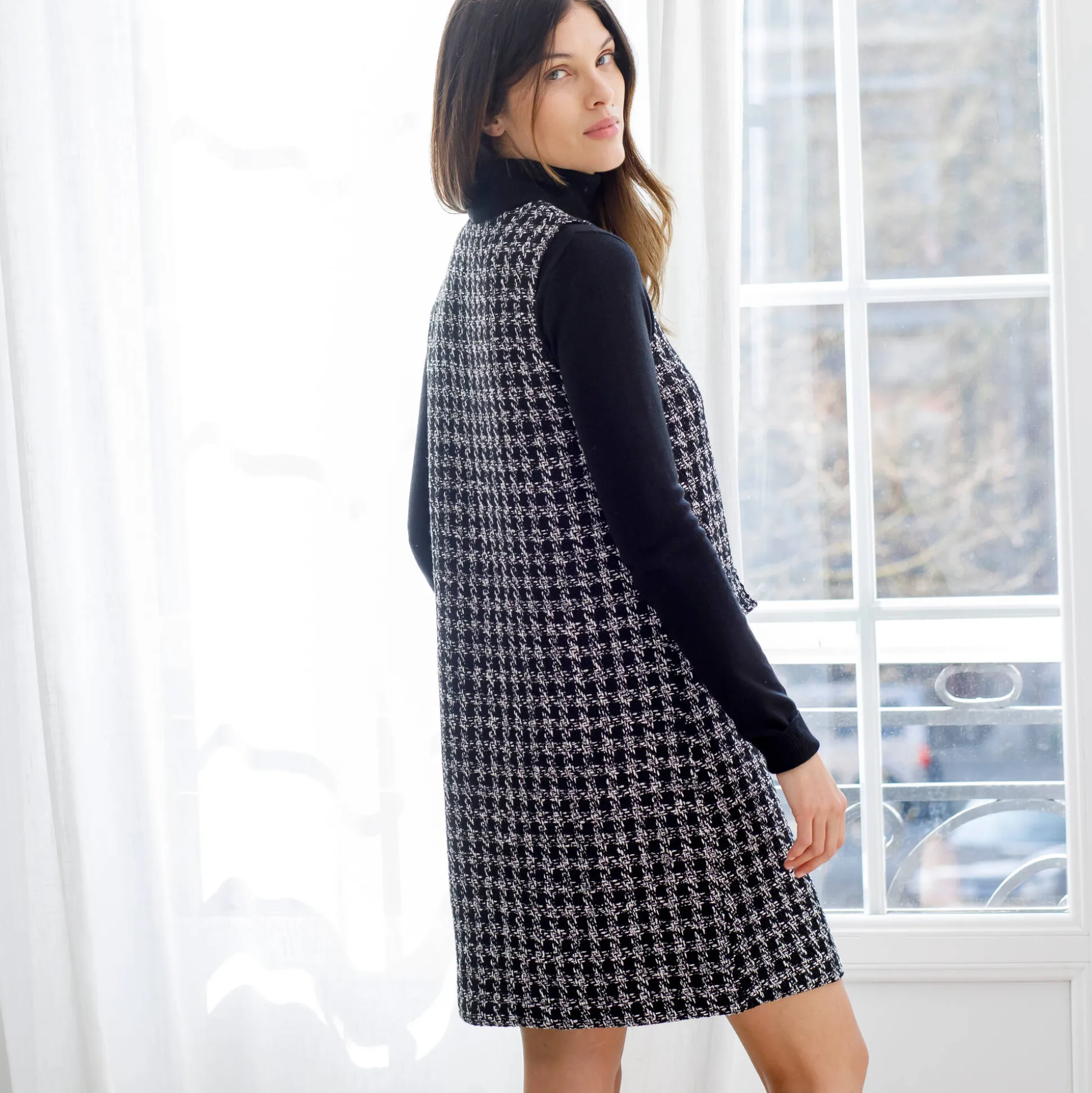 Overgooierjurk, in tweed