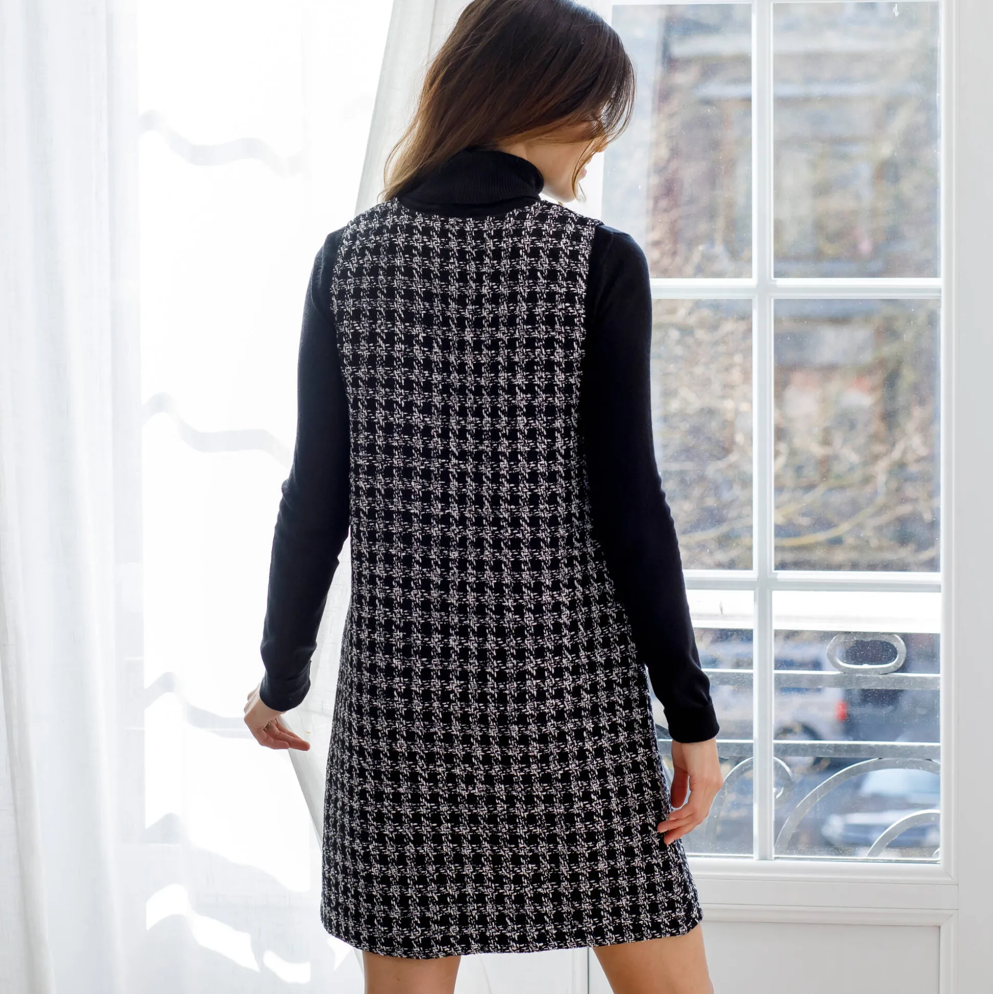 Overgooierjurk, in tweed