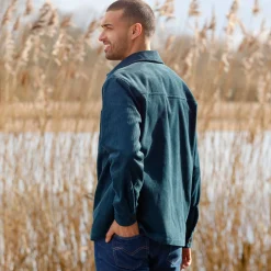 Overhemd met knoopsluiting, in ribvelours