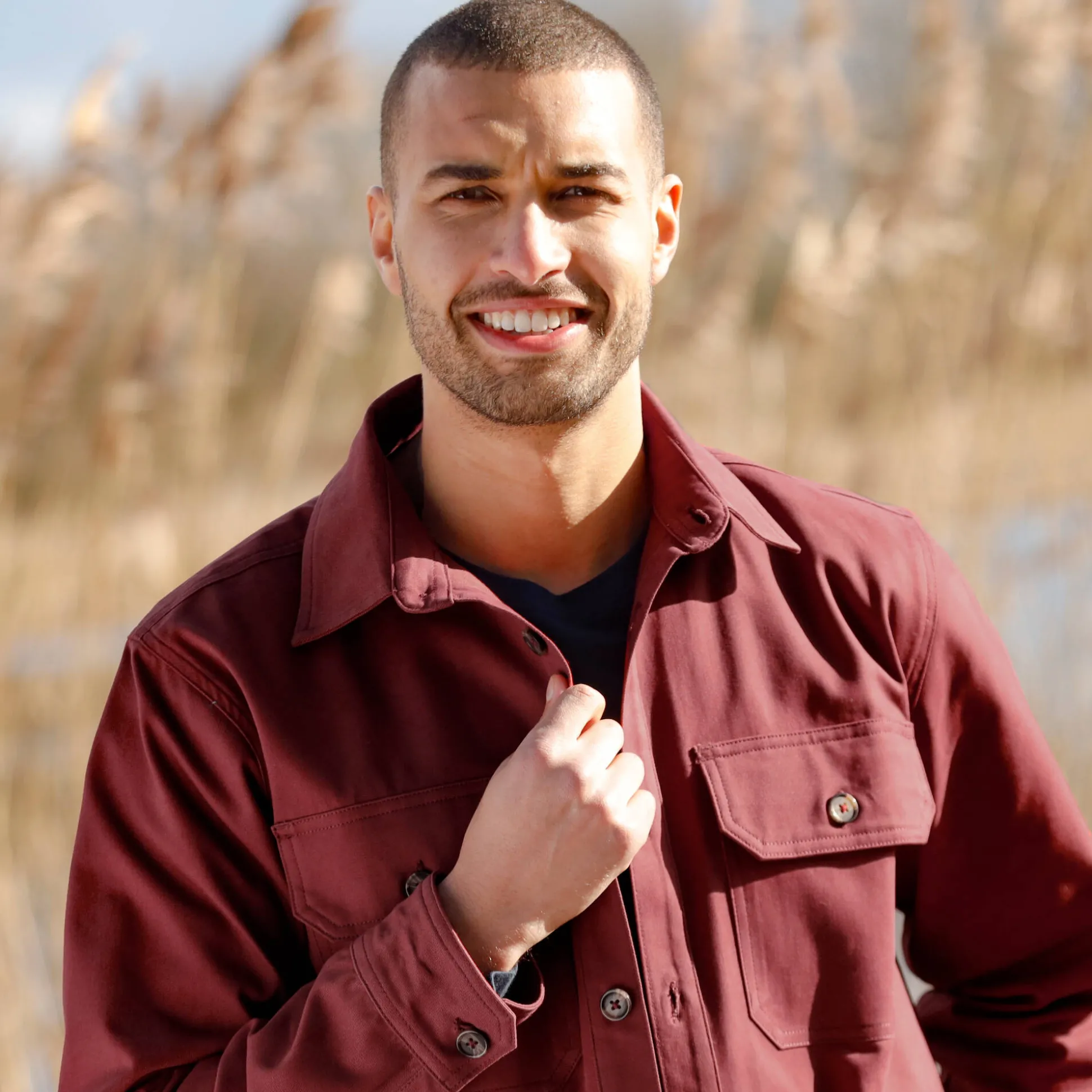 Overhemd met knoopsluiting, in twill met peau-de-pêche touch
