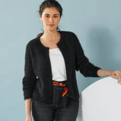 Paletotvest, harig tricot