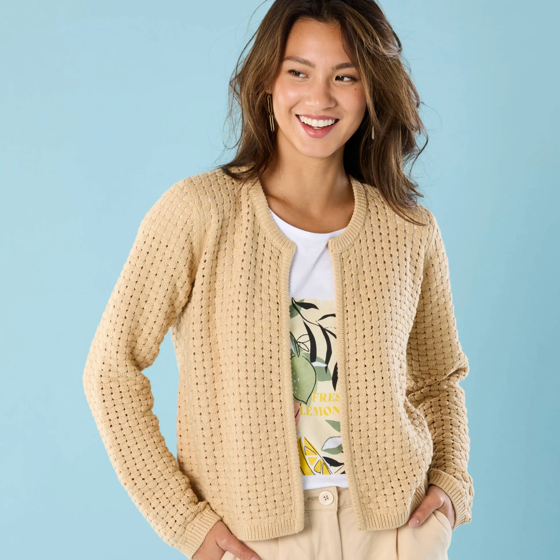 Paletotvest in fantasietricot, Kleine Lengtes