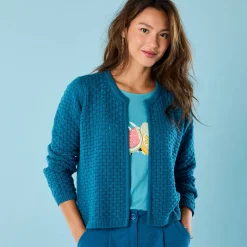 Paletotvest in fantasietricot, Kleine Lengtes
