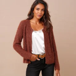 Paletotvest in zacht fantasietricot