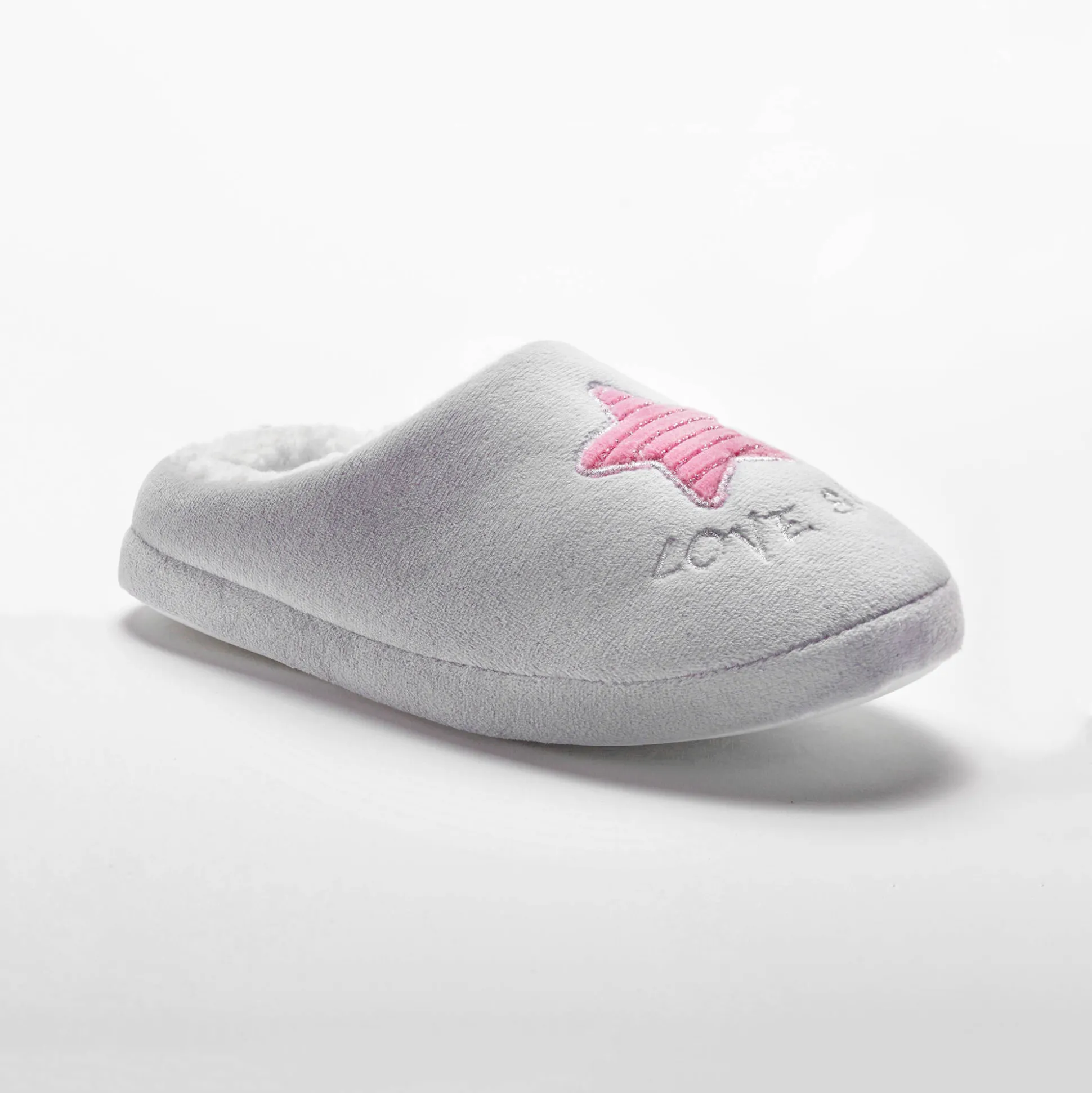 Pantoffels in fleece - geborduurde ster