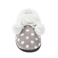 Pantoffels in fleece met bolletjesprint