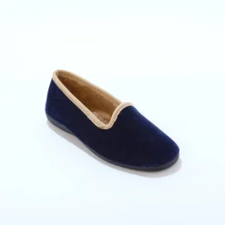 Pantoffels in velours, contrastbiesje