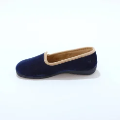 Pantoffels in velours, contrastbiesje