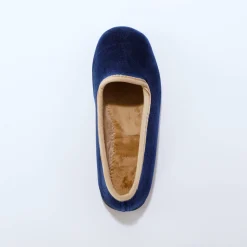 Pantoffels in velours, contrastbiesje