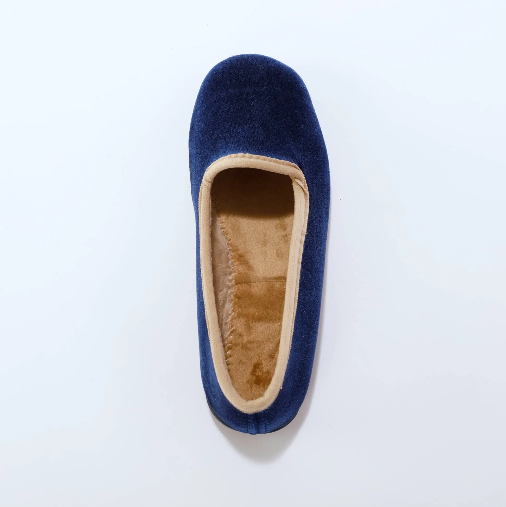 Pantoffels in velours, contrastbiesje