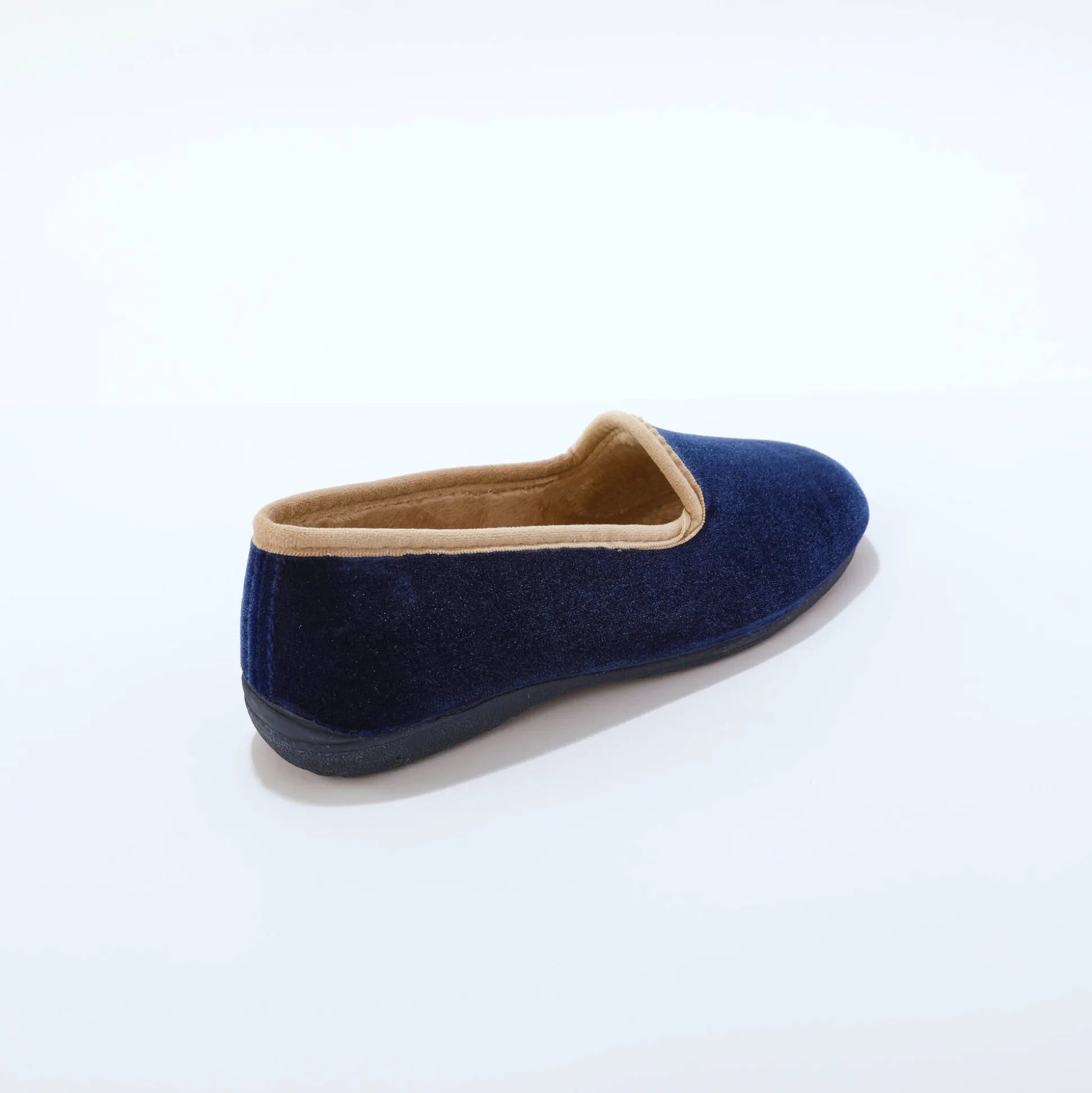 Pantoffels in velours, contrastbiesje