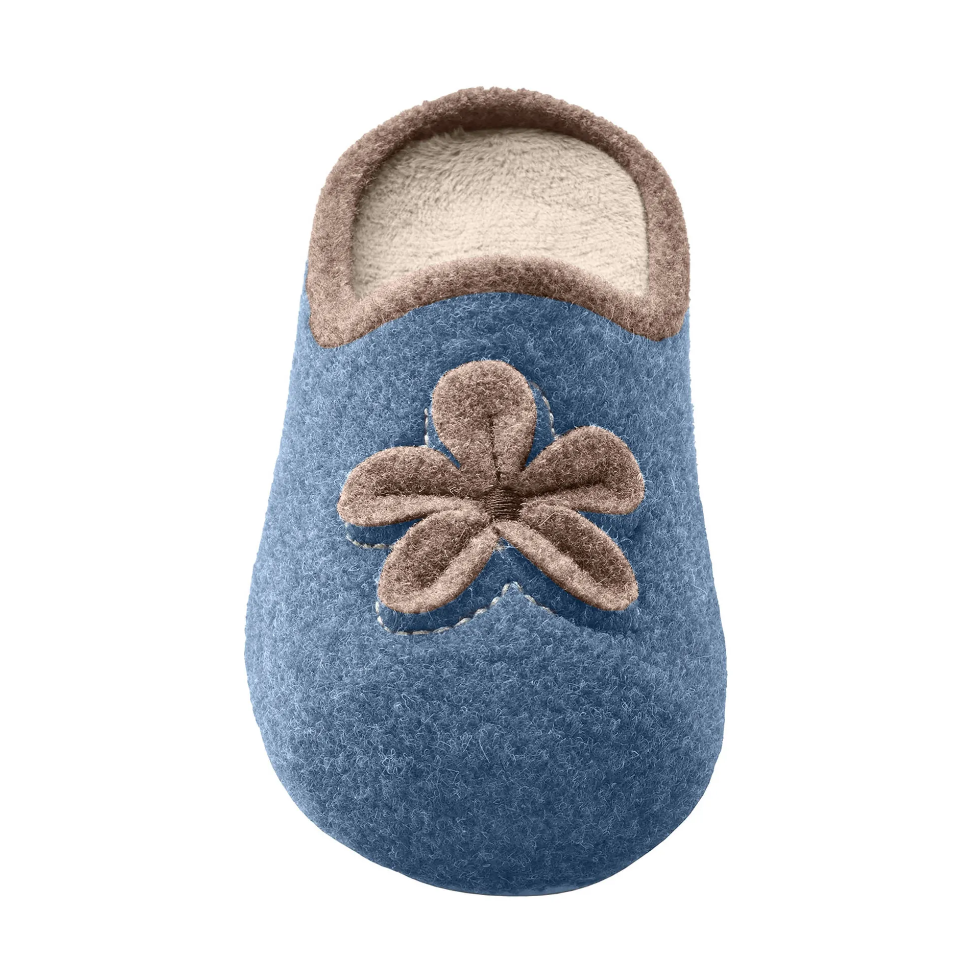 Pantoffels met opgelegde bloem - comfortabele breedte