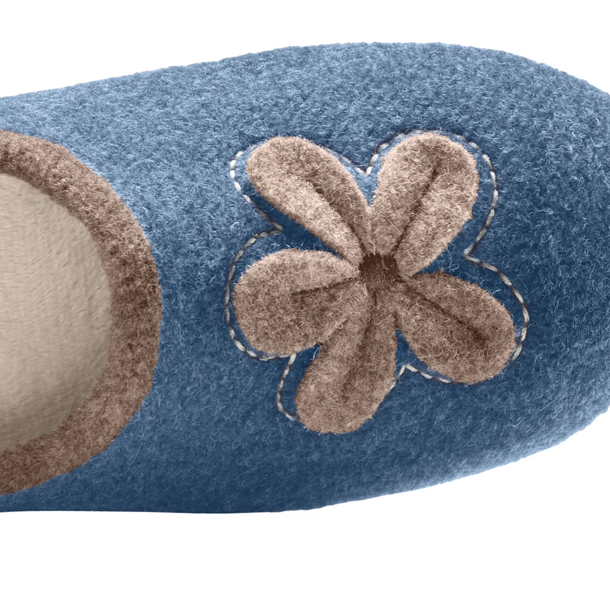 Pantoffels met opgelegde bloem - comfortabele breedte