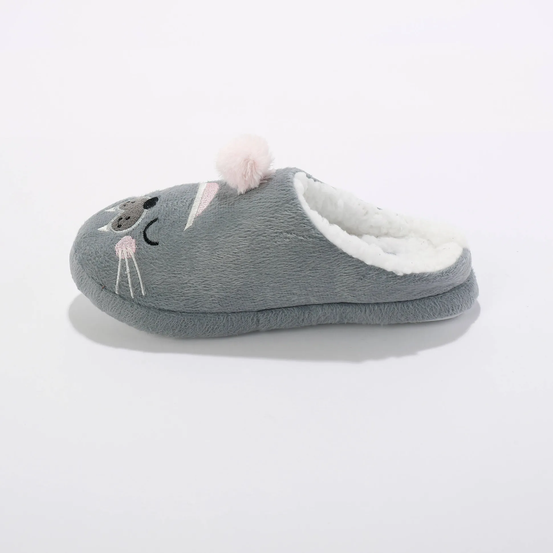 Pantoffels met pompon en zeeleeuwprint
