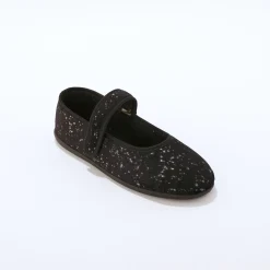 Pantoffels met riempje, glinsterend velours