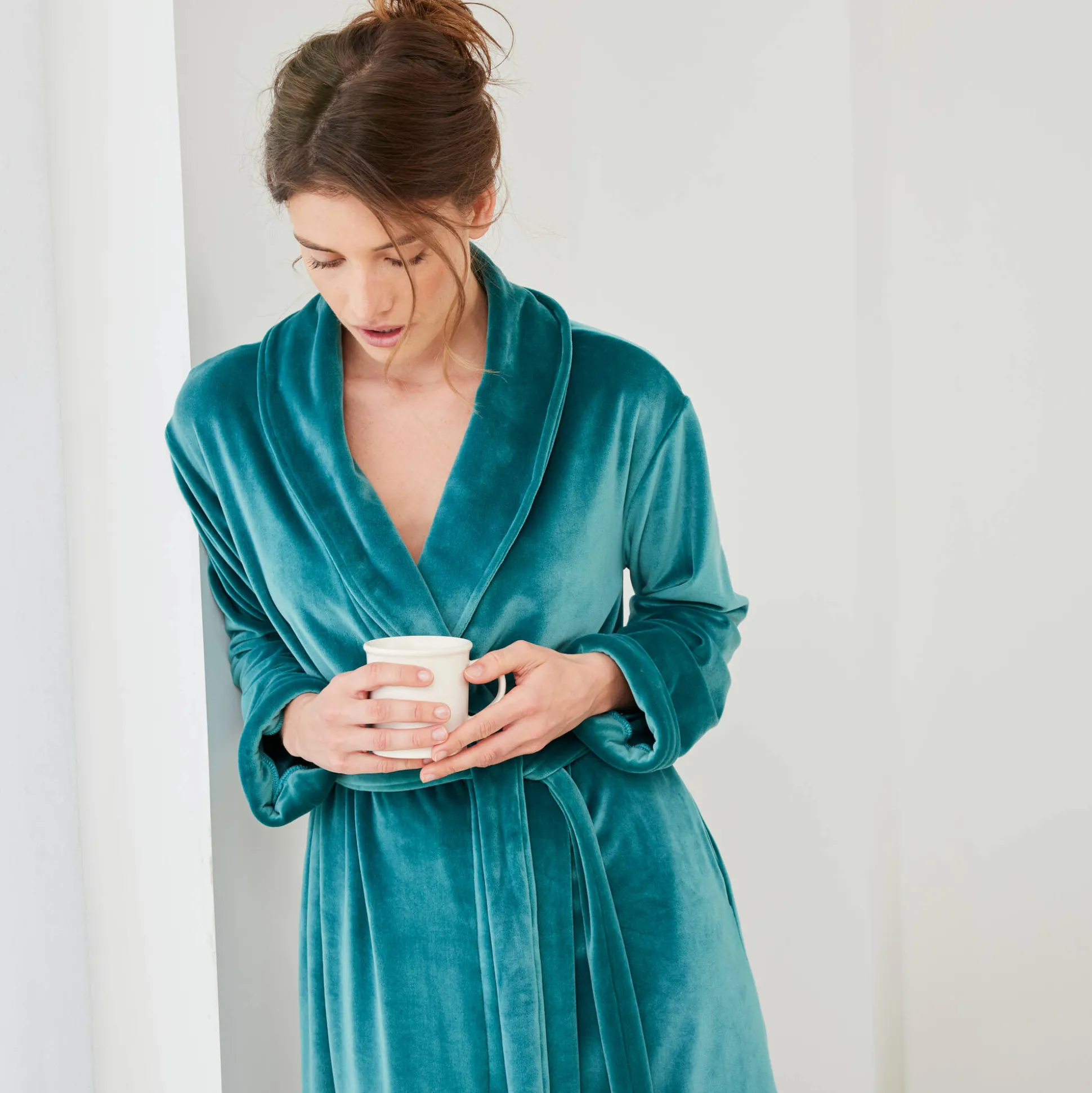 Peignoir in effen velours
