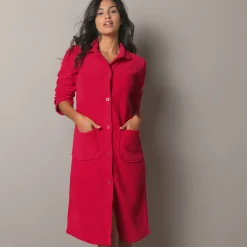 Peignoir in fleece met knoopsluiting