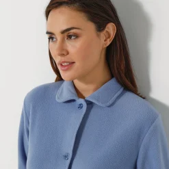 Peignoir in fleece met knoopsluiting