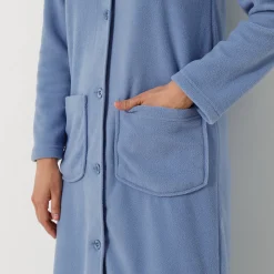 Peignoir in fleece met knoopsluiting