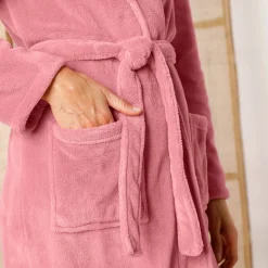 Peignoir in fleece met pluchetouch - 115 cm lang, lange mouwen