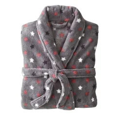 Peignoir in fleece met pluchetouch - 115 cm lang, lange mouwen