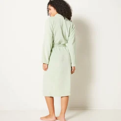 Peignoir in fleece met pluchetouch - 115 cm lang, lange mouwen