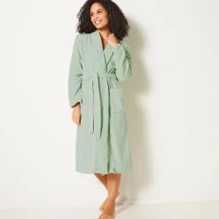 Peignoir in fleece met pluchetouch - 115 cm lang, lange mouwen