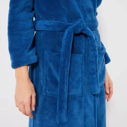 Peignoir in fleece met pluchetouch - 130 cm lang, lange mouwen