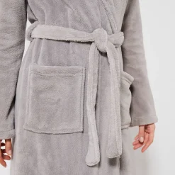Peignoir in fleece met pluchetouch - 115 cm lang, lange mouwen