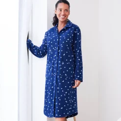 Peignoir in fleece met sterrenprint