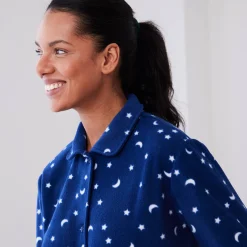 Peignoir in fleece met sterrenprint