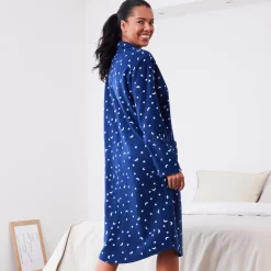 Peignoir in fleece met sterrenprint