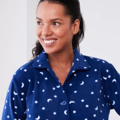 Peignoir in fleece met sterrenprint
