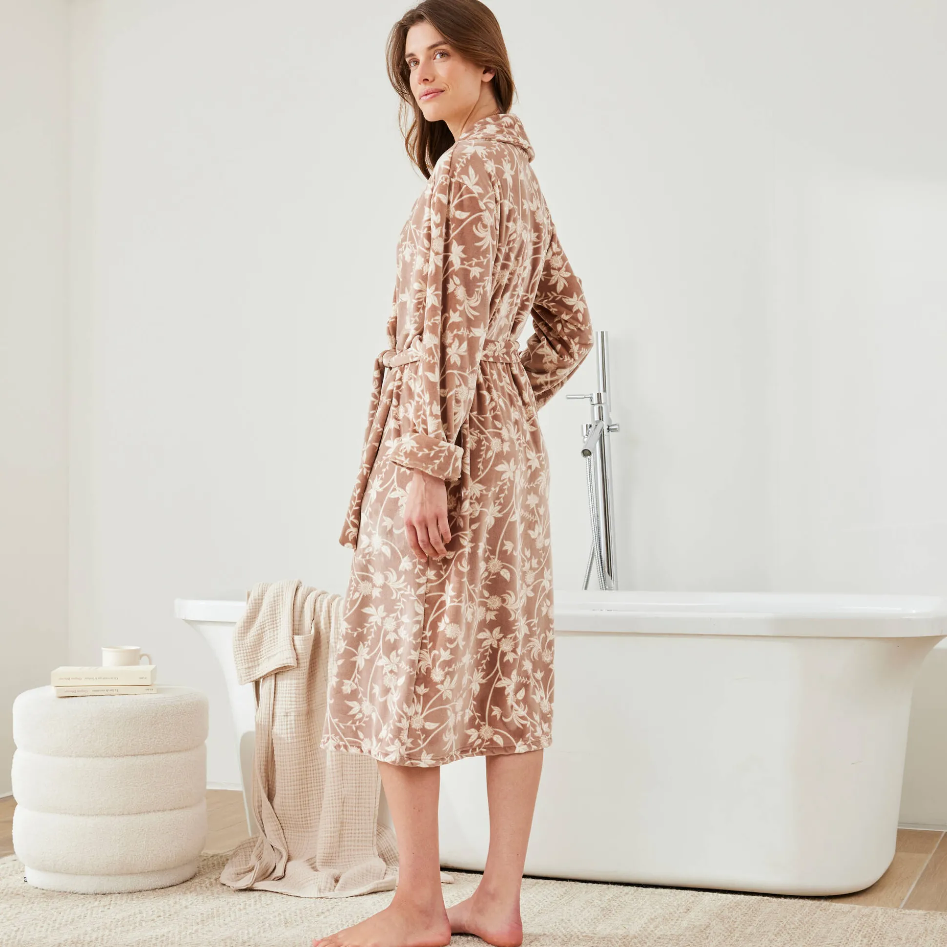 Peignoir in velours met bloemenprint