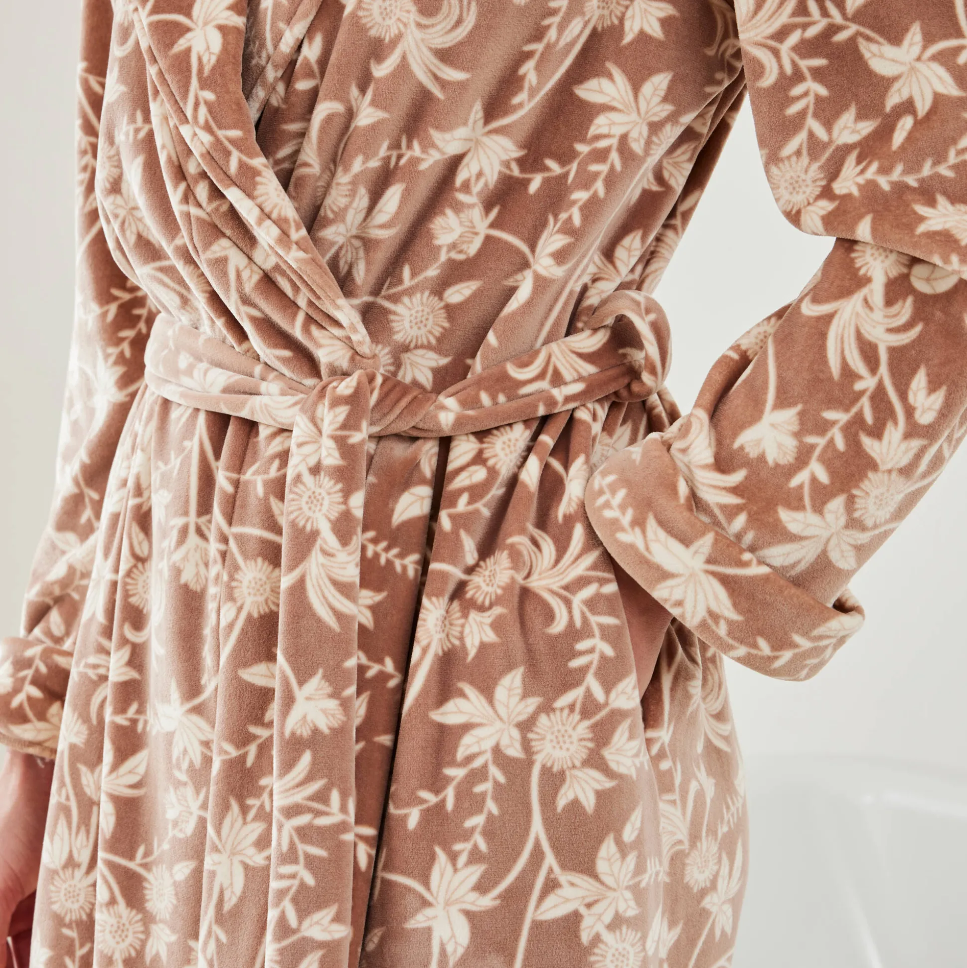 Peignoir in velours met bloemenprint