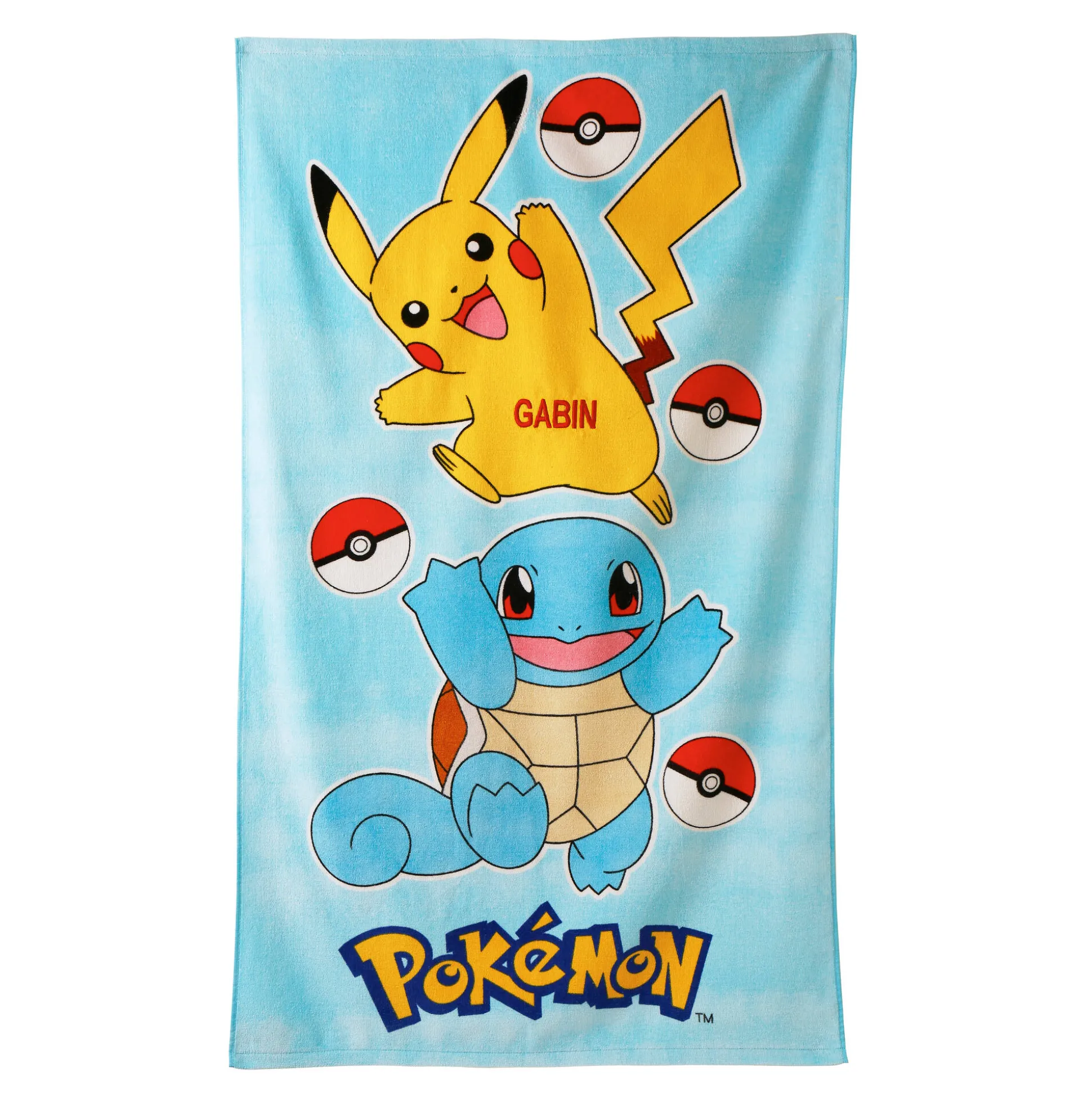 Personaliseerbaar kinderbadlaken Pokemon®, katoenen badstof en velours - 320 g/m2