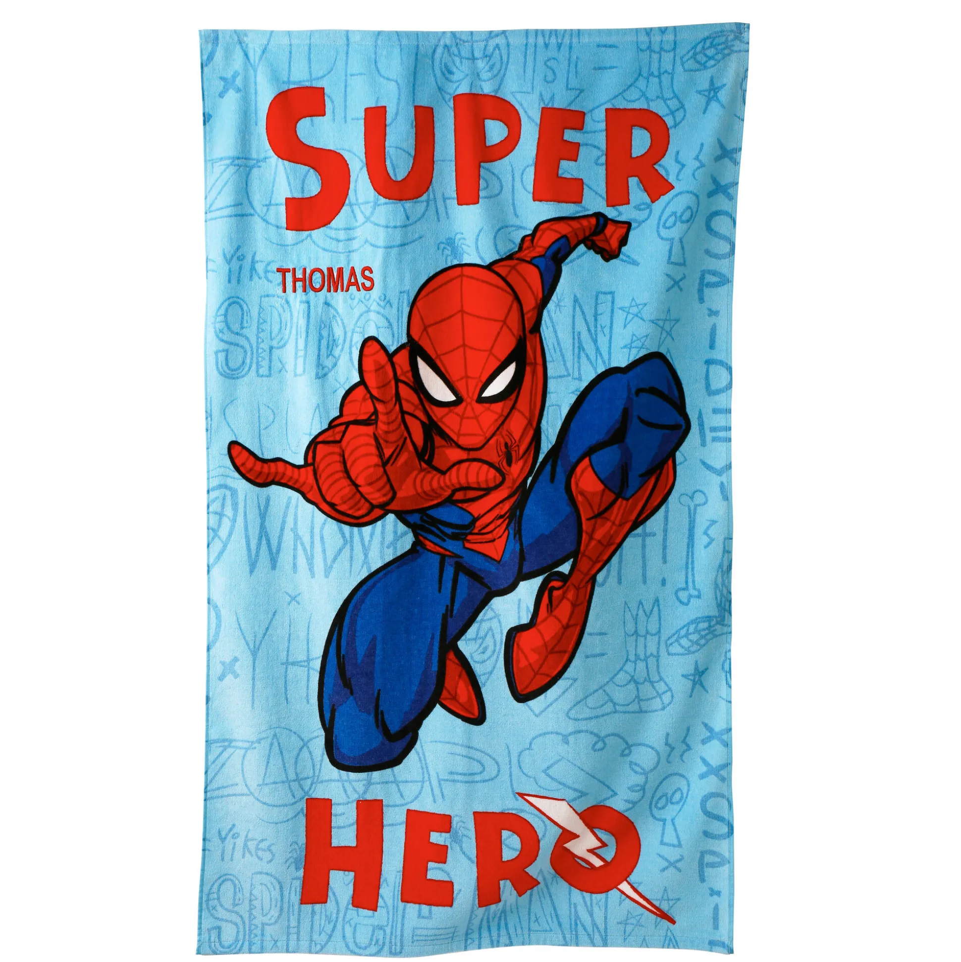 Personaliseerbaar kinderbadlaken Spiderman®, katoenen badstof en velours - 320 g/m2