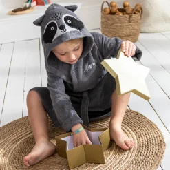 Personaliseerbare badjas voor kinderen, wasbeer