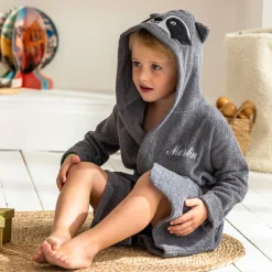 Personaliseerbare badjas voor kinderen, wasbeer