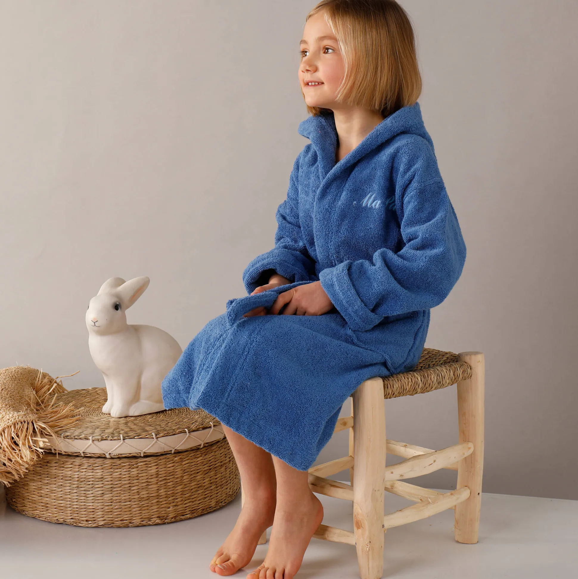 Personaliseerbare badjas met kap in badstof, kinderen