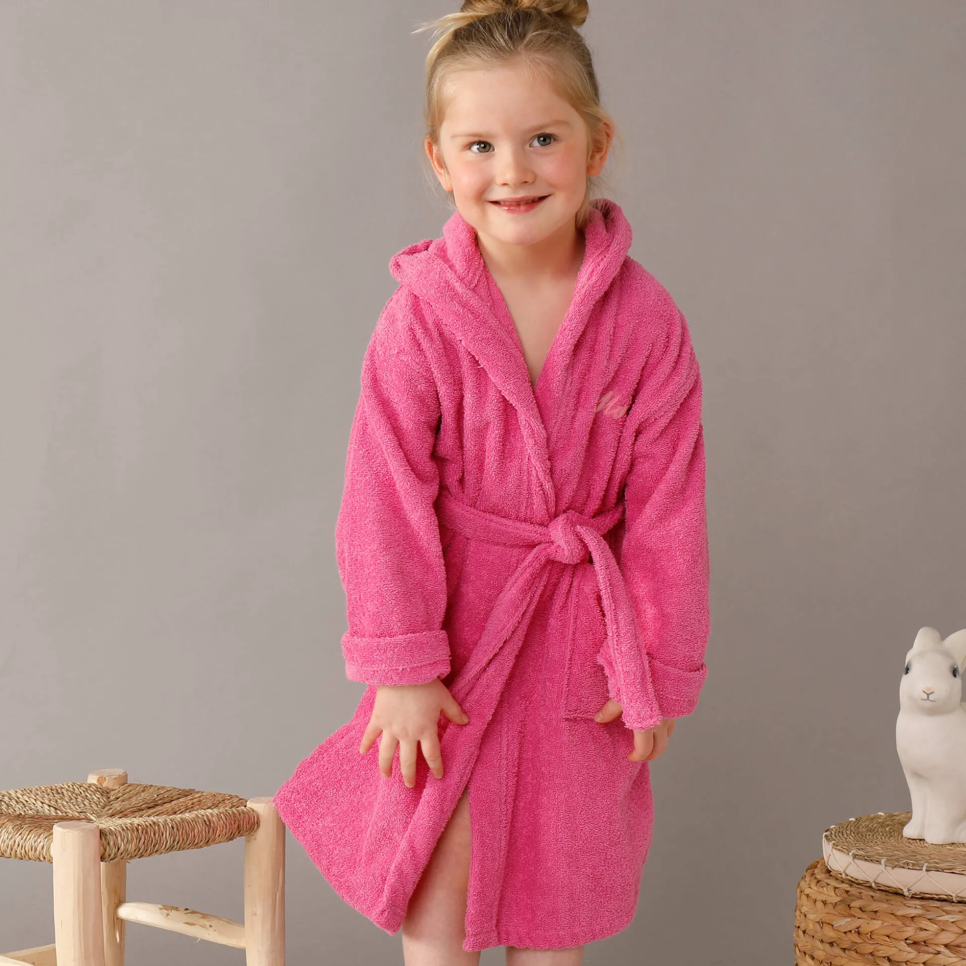 Personaliseerbare badjas met kap in badstof, kinderen