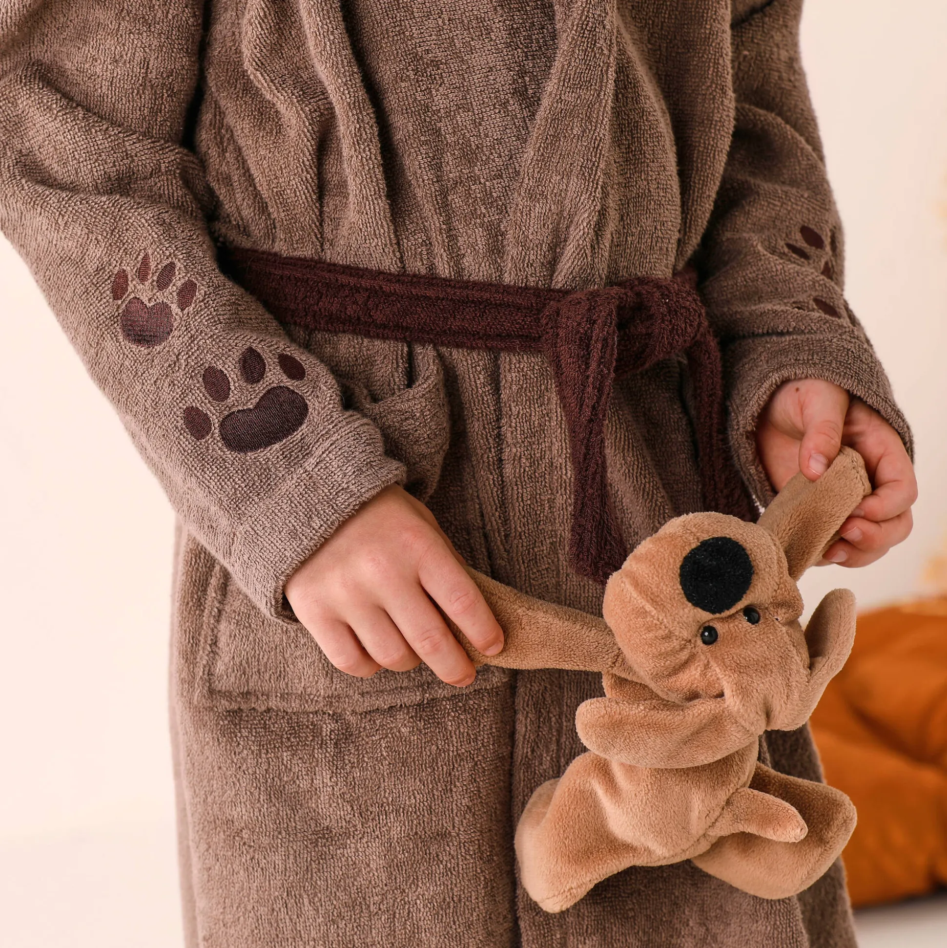 Personaliseerbare "hond" kinderbadjas met kap, katoenen badstof - 340 g/m²