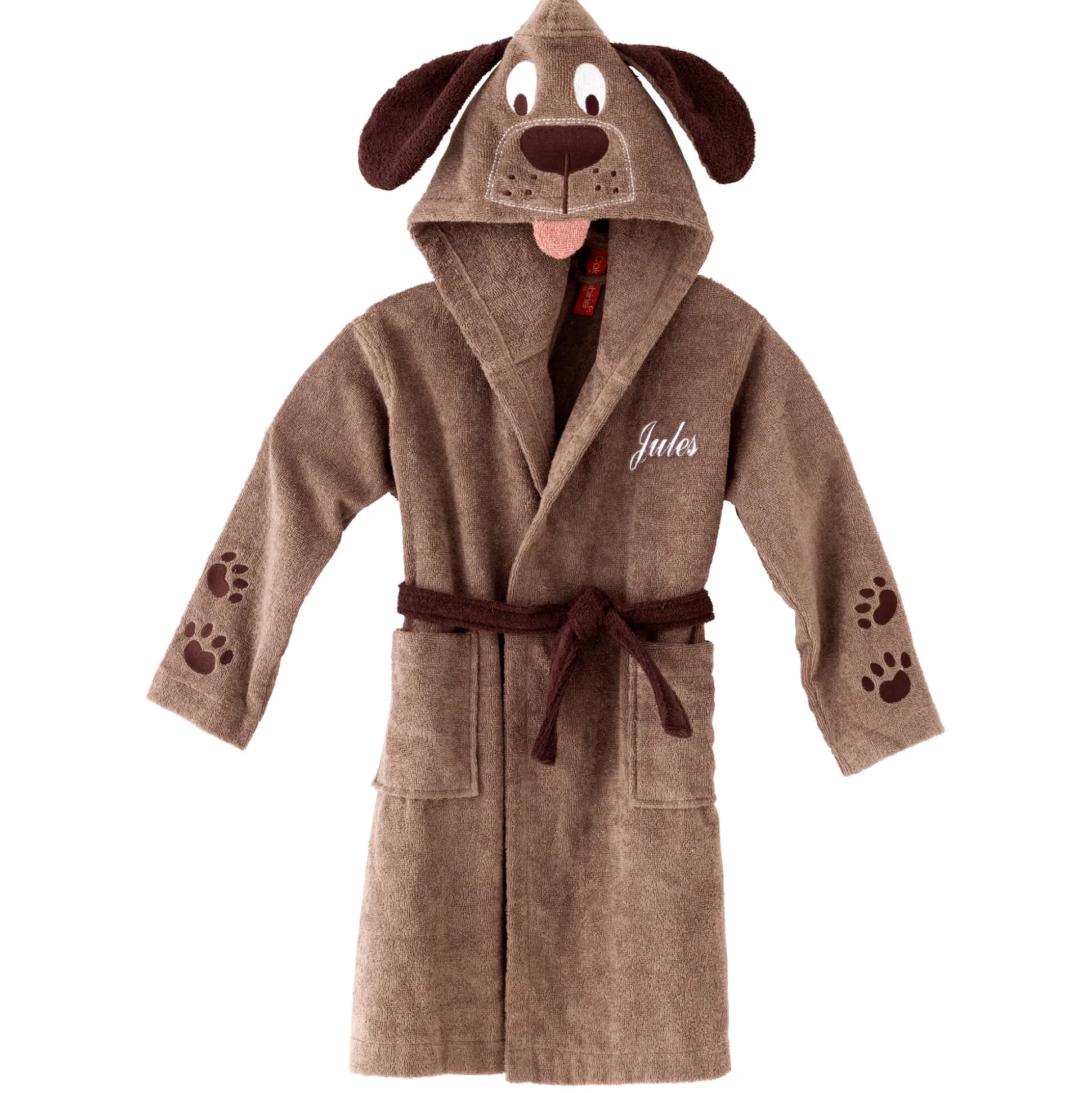 Personaliseerbare "hond" kinderbadjas met kap, katoenen badstof - 340 g/m²