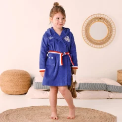 Personaliseerbare "voetbal" kinderbadjas met kap, katoenen badstof - 340 g/m²