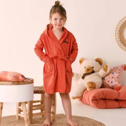 Personaliseerbare "vos" kinderbadjas met kap, katoenen badstof - 340 g/m²