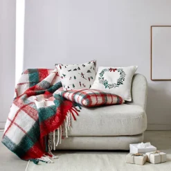 Plaid met franjes, ingeweven ruitjes
