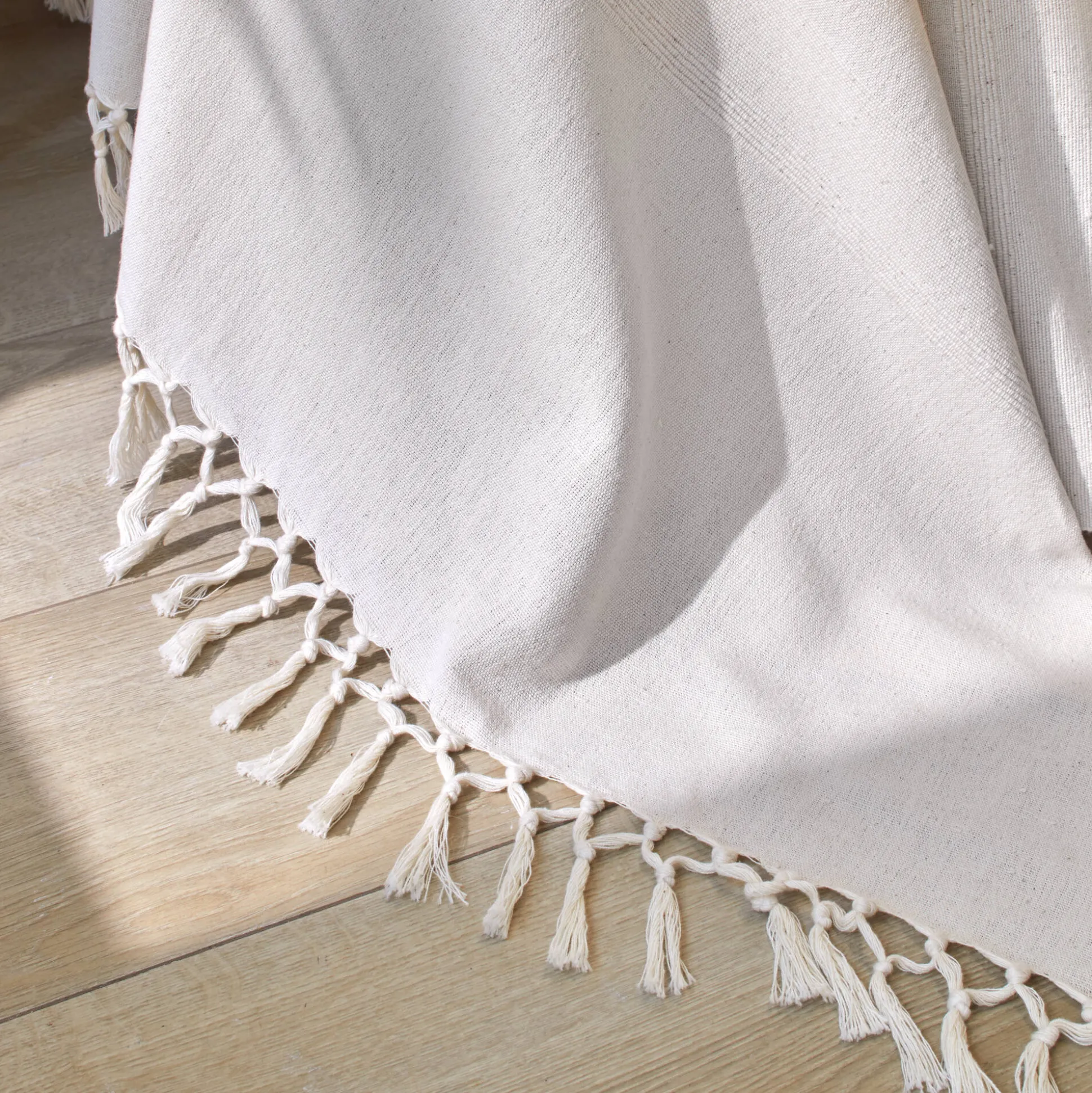Plaid of sprei, effen katoen met artisanaal weefsel