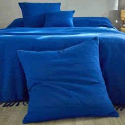 Plaid of sprei, effen katoen met artisanaal weefsel