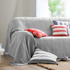 Plaid of sprei, effen katoen met artisanaal weefsel