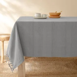 Plaid of sprei, effen katoen met artisanaal weefsel